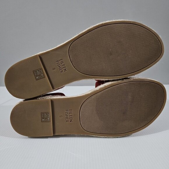 NEW Eileen Fisher Mews Espadrilles Sandal Open Toe Orange Knit Leather Size 9 - Picture 12 of 14